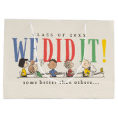Peanuts We Did It Graduation Funny Quote Snoopy Große Geschenktüte (Rückseite)