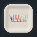 Peanuts We Did It Graduation Funny Quote Snoopy Pappteller<br><div class="desc">Celebrate graduation with humor and personality with this playful Peanuts-inspired design that perfectly captures the classroom experience. Featuring a lineup of familiar characters sitting at their desks, each reacting in their own unique way, this design pairs the bold “We Did It!” message with the funny phrase “some better than others…”...</div>