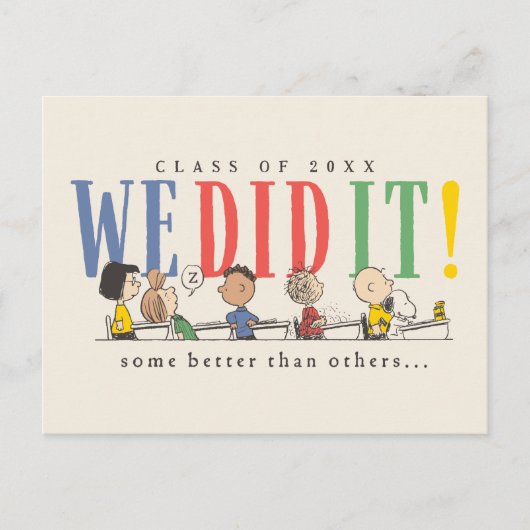 Peanuts We Did It Graduation Funny Quote Snoopy Postkarte (Vorderseite)
