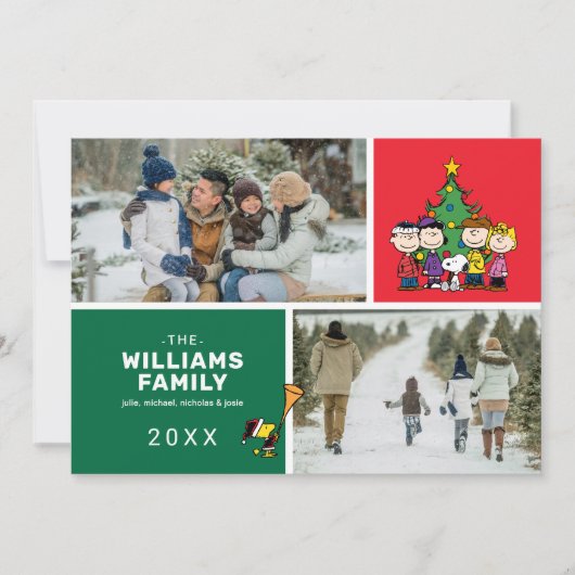 Peanuts Weihnachtsfamilienfoto Collage Feiertagskarte (Vorderseite)