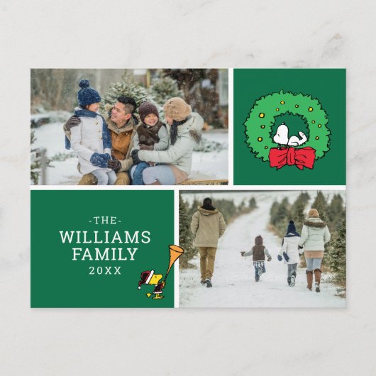 Peanuts Weihnachtsliegeplatz Foto Feiertagspostkarte (Vorderseite)