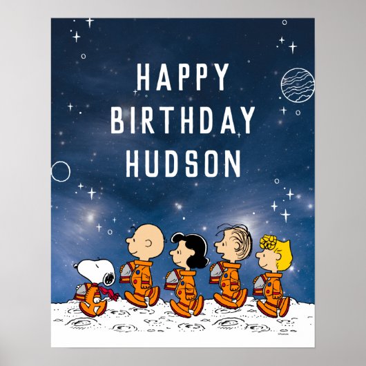 Peanuts | Weltraum-Geburtstag Poster (Vorne)
