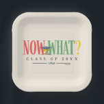 Peanuts Woodstock Now What Graduation Funny Quote Pappteller<br><div class="desc">Celebrate graduation with confidence and humor with this bold and playful Peanuts-inspired design. Featuring a determined little bird wearing a graduation cap, this design highlights the fun and carefree phrase “Now What?” in large, colorful lettering. The customizable “Class of” year adds a personal touch, making it perfect for marking any...</div>