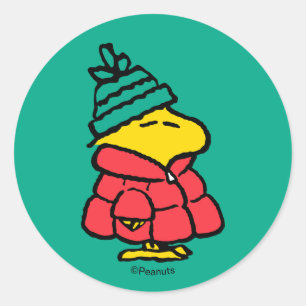 Peanuts   Woodstock Puffy Winterjacke Runder Aufkleber