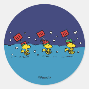 Peanuts   Woodstock-Schneeschaufel-Team Runder Aufkleber