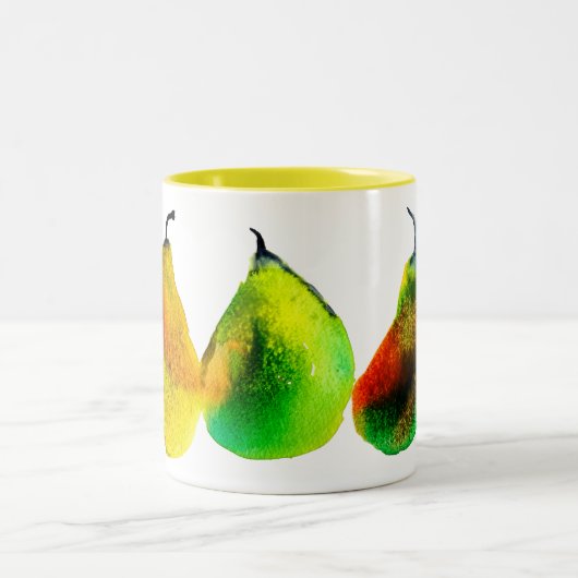 Pear Art niedliche Aquarellfrucht Zwei-Tone-Kaffee Zweifarbige Tasse (Mittel)
