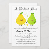 Pear Couple ein perfektes Paar Bridal Abendessen Einladung (Vorne/Hinten)