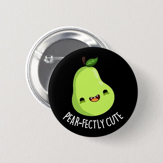 Pear-fein Niedliches Fruchtpear Dark BG Button (Vorne & Hinten)