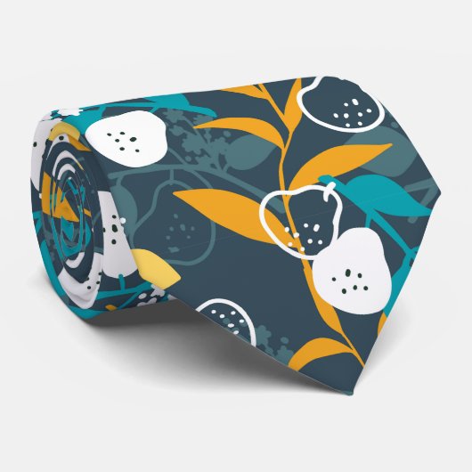 Pear Frucht Pflanze in Schwarz-Farbmuster Krawatte (Gerollt)