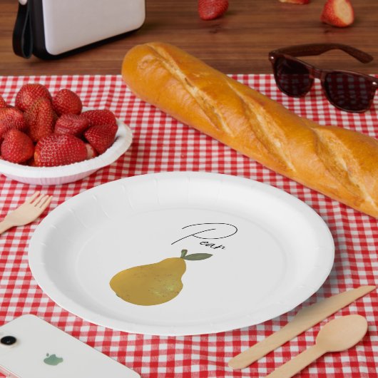 Pear Fruit Illustration Pappteller (Picknick)