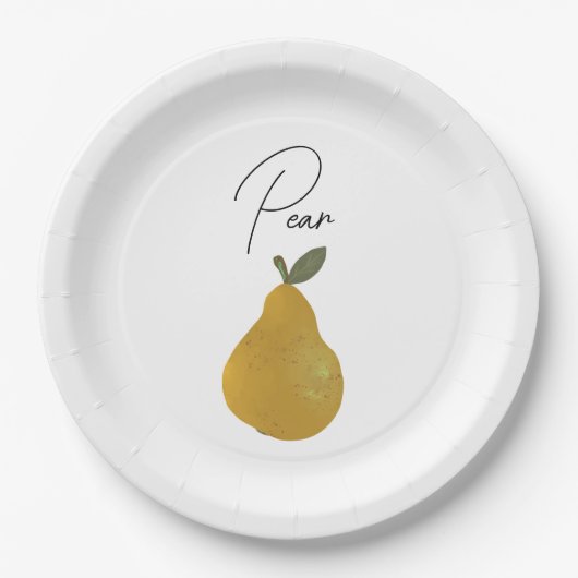 Pear Fruit Illustration Pappteller (Vorderseite)