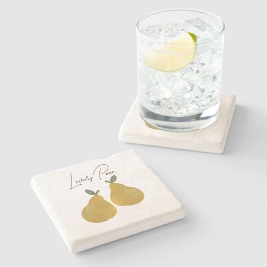 Pear Fruit Illustration Steinuntersetzer (Seitenansicht)