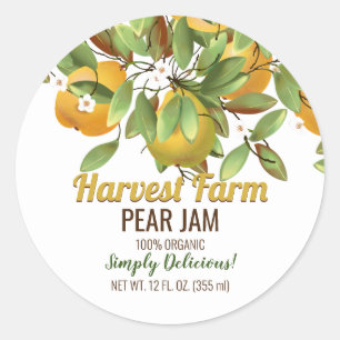 Pear Fruit Jam Jar Runder Aufkleber