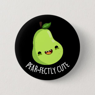 Pear-Funny Seet Fruit Birne Pun Dark BG Button