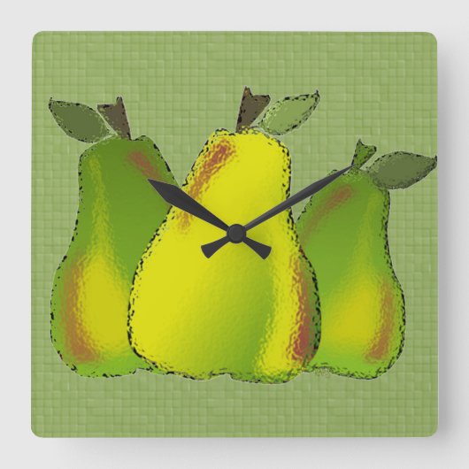 Pear (glass/tile) Wall Clock Quadratische Wanduhr (Vorderseite)