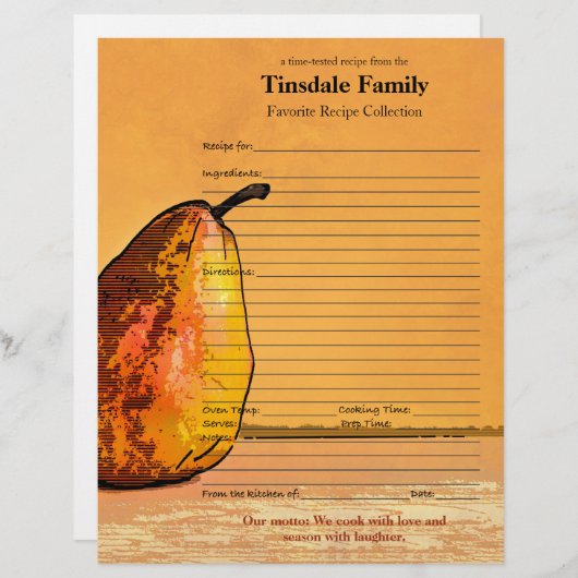 Pear-Gravur für benutzerdefinierte Rezeptseite (Vorne/Hinten)