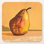 Pear-Gravur Rechteckiger Pappuntersetzer (Vorderseite)