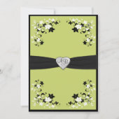 Pear Green und Black Mit Monogramm Einladung (Vorderseite)