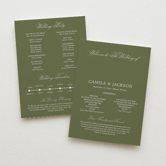 Pear Green Wedding Flat Program Einladung
