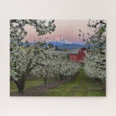 Pear Orchard in Bloom with Barn near Mount Hood Puzzle (Horizontal)