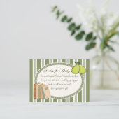 Pear sage green retro baby shower book request begleitkarte (Stehend Vorderseite)