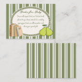 Pear sage green retro baby shower book request begleitkarte (Vorne/Hinten)