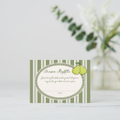 Pear sage green retro baby shower diaper raffle begleitkarte (Stehend Vorderseite)