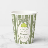 Pear sage green retro stripes baby shower custom pappbecher (Rückseite)