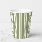Pear sage green retro stripes baby shower custom pappbecher (Rechts)