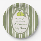 Pear sage green retro stripes baby shower custom pappteller (Vorderseite)