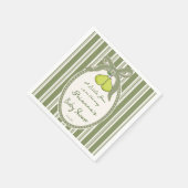 Pear sage green retro stripes baby shower custom serviette (Ecke)