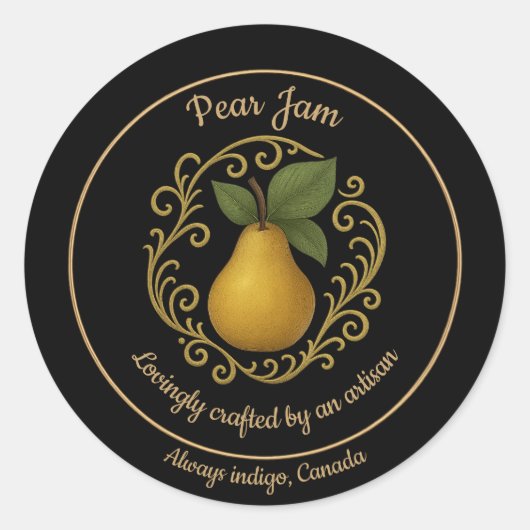 Pear Serenity – Artisan Jam Label Runder Aufkleber (Vorderseite)