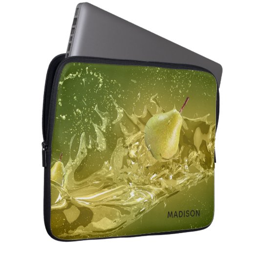 Pear Splash individuelle Name Notebook-Ärmel Laptopschutzhülle (Vorne Rechts)