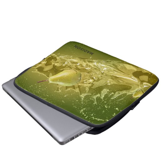 Pear Splash individuelle Name Notebook-Ärmel Laptopschutzhülle (Vorne Knopf)