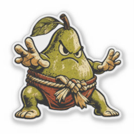 Pear Sumo — Funny Fruit Sumo Wrestler Vintage  Aufkleber