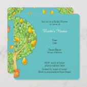 Pear Tree aquamarin Square Bridal Dusche Einladung (Vorne/Hinten)