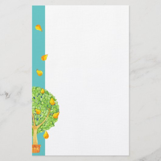 Pear Tree aquamarin Stationery Briefpapier (Vorderseite)