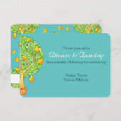 Pear Tree aquamarine Hochzeitsempfehlung Einladung (Vorne/Hinten)