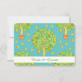 Pear Tree aquamarine Hochzeitsempfehlung Einladung (Rückseite)