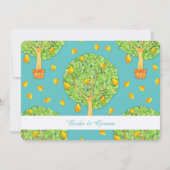 Pear Tree aquamarine Save the Date Karte (Rückseite)