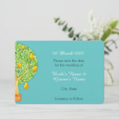 Pear Tree aquamarine Save the Date Karte (Stehend Vorderseite)