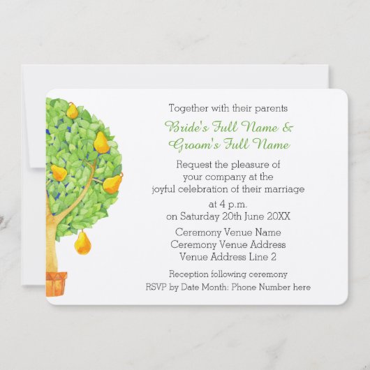 Pear Tree Flat 12x18" Einladungskarte für Hochzeit Einladung (Vorderseite)