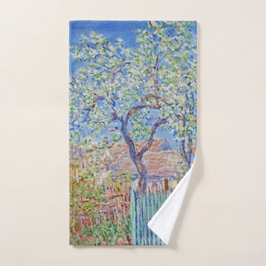 Pear Tree in Blume - Claude Monet Badhandtuch Set (Handtuch)