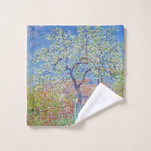 Pear Tree in Blume - Claude Monet Badhandtuch Set (Waschlappen)