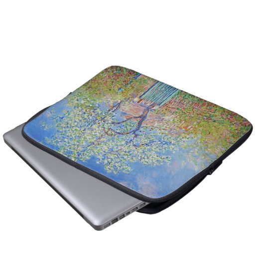Pear Tree in Blume - Claude Monet Laptopschutzhülle (Vorne Knopf)