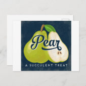 Pear Vintag Fruchtetikett Retro Postkarte (Vorne/Hinten)