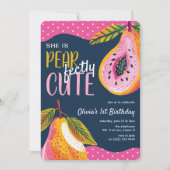 PEARewusst Niedlich" Whimsical 1. Geburtstag Einladung (Vorderseite)