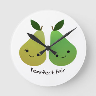 Pearfect Pear Kawaii Birnen Runde Wanduhr