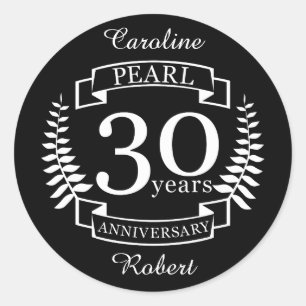 Pearl 30. Hochzeitstag 30 Jahre Runder Aufkleber