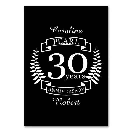 Pearl 30. Hochzeitstag 30 Jahre Tischnummer (Vorderseite)